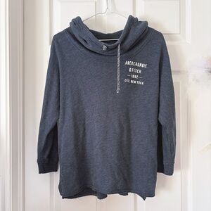 Abercrombie & Fitch Sweater-Knit Pullover Hoodie Size M Charcoal Blue Grey Cozy